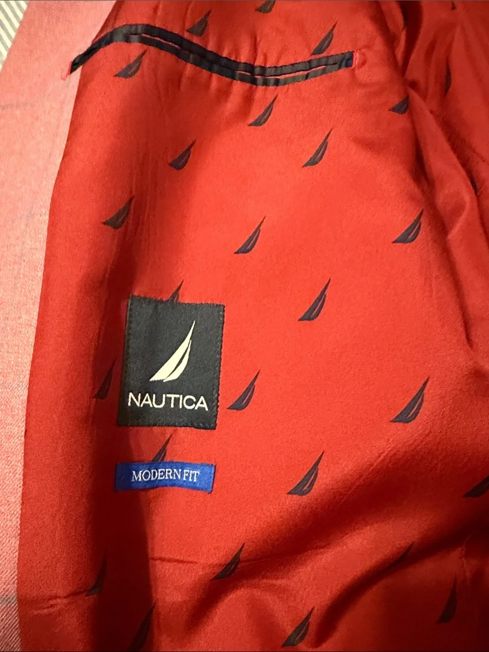 Nautica Pink Windowpane Sport Coat with Blue Grid 46L
